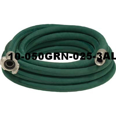 Green Sandblast Hose Assembly with quick coupling and nozzle holder.