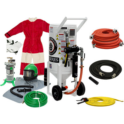 Sandblaster, Portable, Pressure Release Style,  3.5 cu. ft. (350 pound) with remote control ( deadman valve )