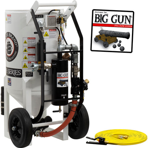 Sandblasters, Portable Big Gun Pressure Hold 6.5 cu. ft. (650 pound) Pneumatic Operated.