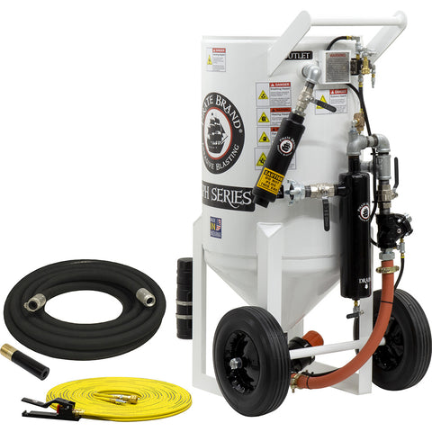 Sand Blasters Pressure Hold Style 6.5 cu. ft., 650 Ibs.  This is a industrial style portable sandblaster.
